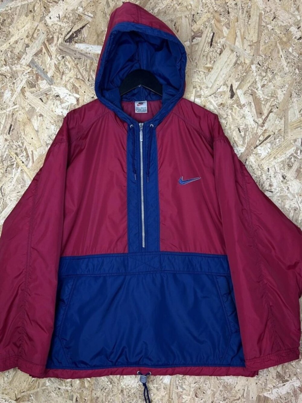 Nike Jacket Coat Anorak 1/2 Zip Insulated Pullover 90s 1997 Red Navy Large